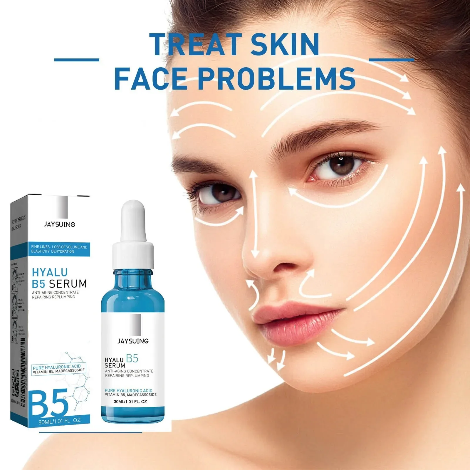 Pure Hyaluronic Acid Face Serum Anti W-rinkle Moisturizing Pore Shrink Lift Firm Fine Lines Lighten Dark Circle Hyalu B5 Essence