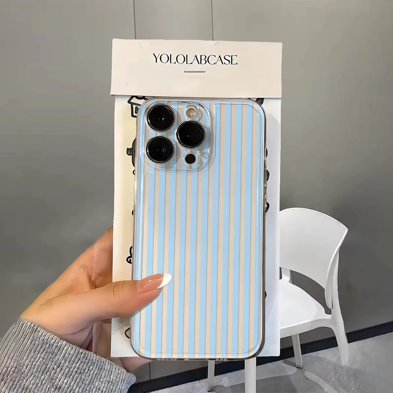 Funda de teléfono con rayas verticales coloridas para vivo Y05 V70 Y31 Y400 Y04 V50 Y29 Y19S Y03 Y28 V60 V30E V40 Y36 Y100 Y17S FE Lite 4G 5G