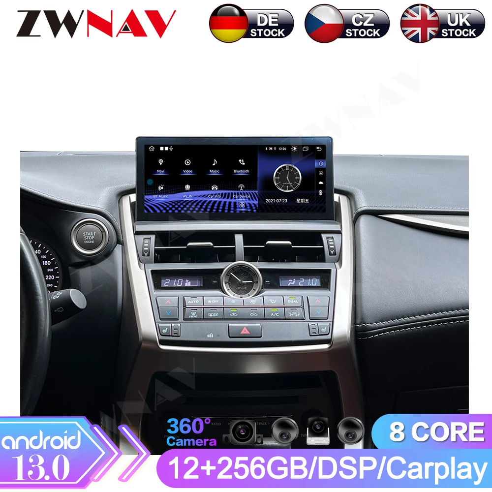 AWNAV Android 13 CarPlay Auto Radio Qualcomm 668S For Lexus NX NX200 NX200T NX300h 2014-2020 Multimedia Navigation GPS DSP WiFi