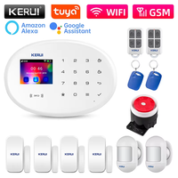 KERUI Tuya Smart Home Security Alarm System Alexa WiFi GSM Home Alarm Kit with PIR Detector Opening Door Sensor W202 Burglar