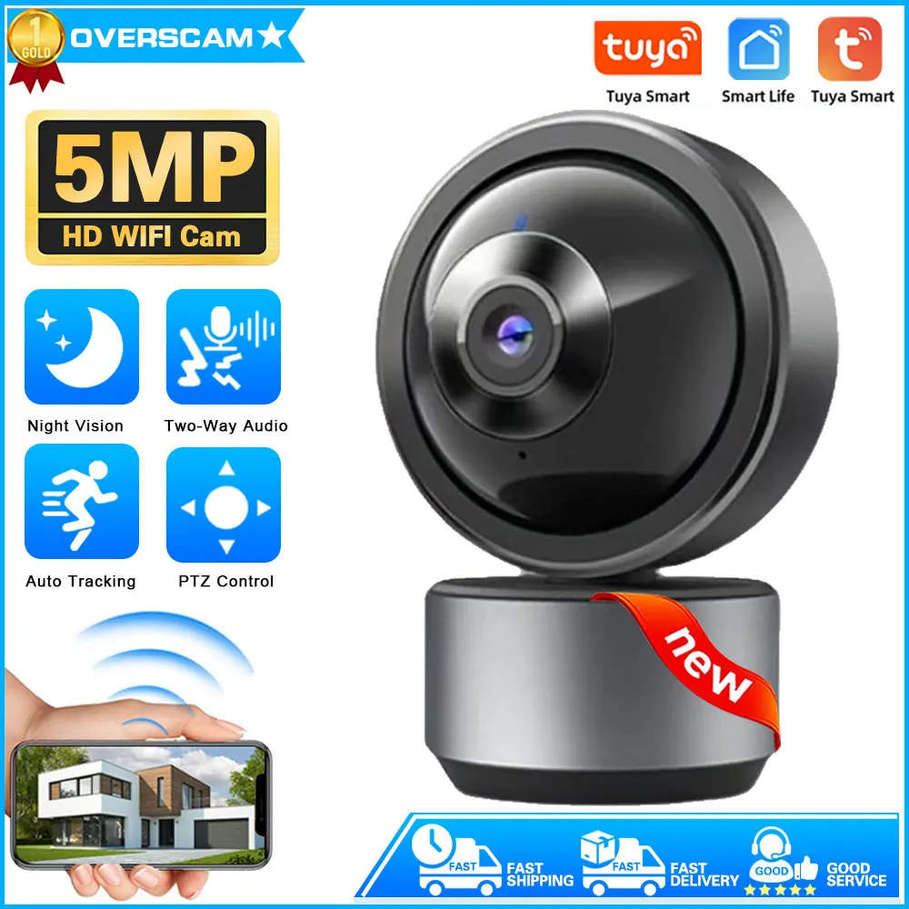 

Tuya Smart Life Camera 360 ° 5MP Wifi Monitoring Via Infrared Mobile Phone Night Vision 360°Tracking PTZ Surveillance PT Camera