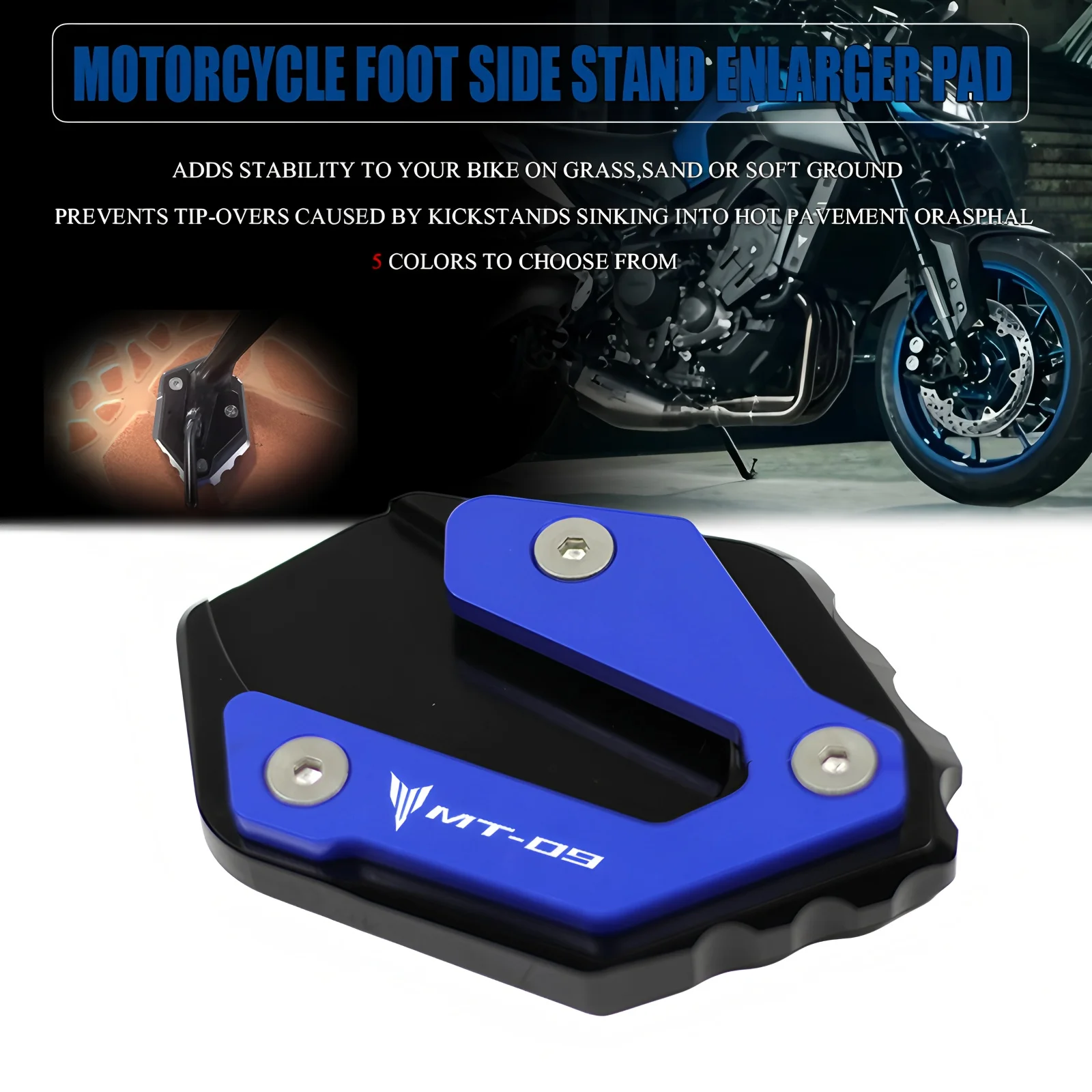 

For YAMAHA MT-09 MT09 mt 09 2014-2021 2022 2023 Accessories side stand extension pads enlarge stand plate expander