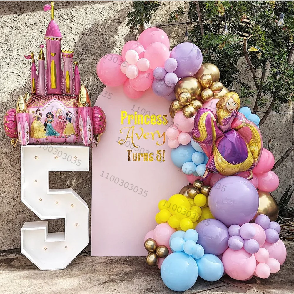 131pcs Princess Theme Birthday Party Balloons Chain Set Cake Foil Balloon 5/10/18inch Latex Balloon Birthday Party Decors Globos