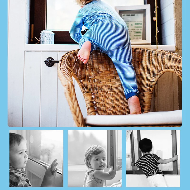 Window Safety Locks for Vertical Sliding Windows Aluminum Alloy Window Limiters w/Key Childproof Restrictor for Window