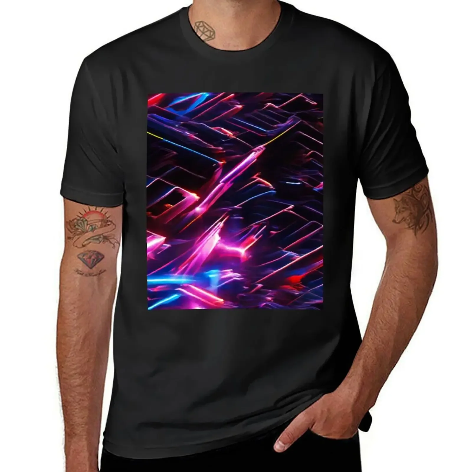 Neon Abstract 10 T-Shirt animal prinfor boys Short sleeve tee mens funny t shirts