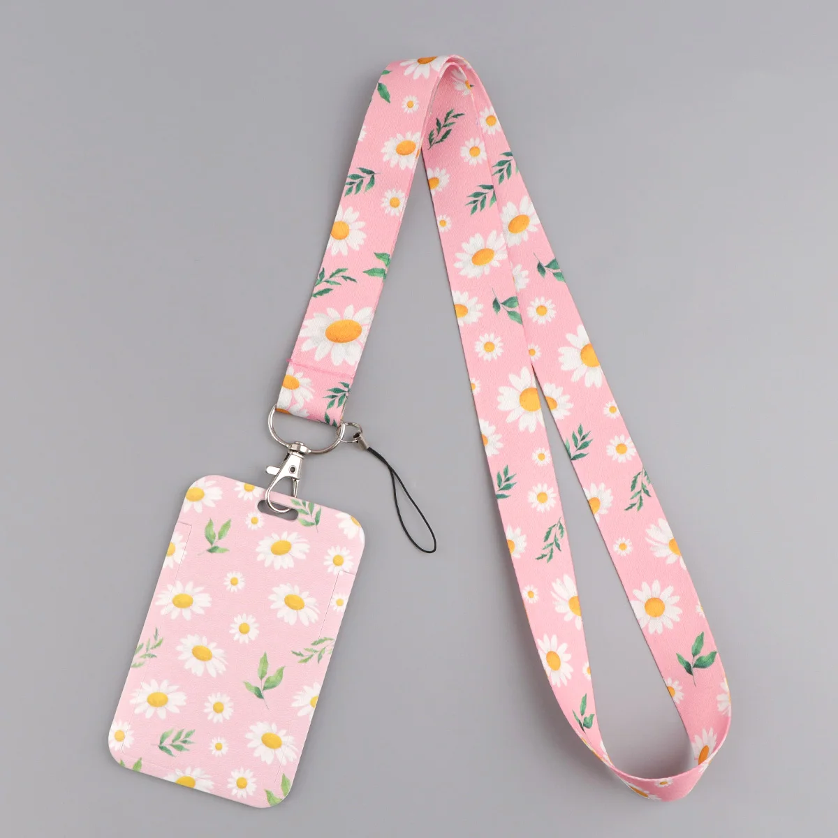 Vintage Flowers ID Badge Holder Rose Lanyards Door Card Case Hanging Rope Neck Strap Keychain Business Card Gift