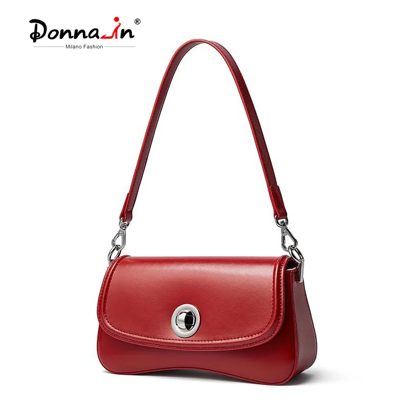 Donna-in Genuine Leather French Fashion Women Shoulder Bags Split Cowhide High-End Crossbody Bag Casual Versatile Commute