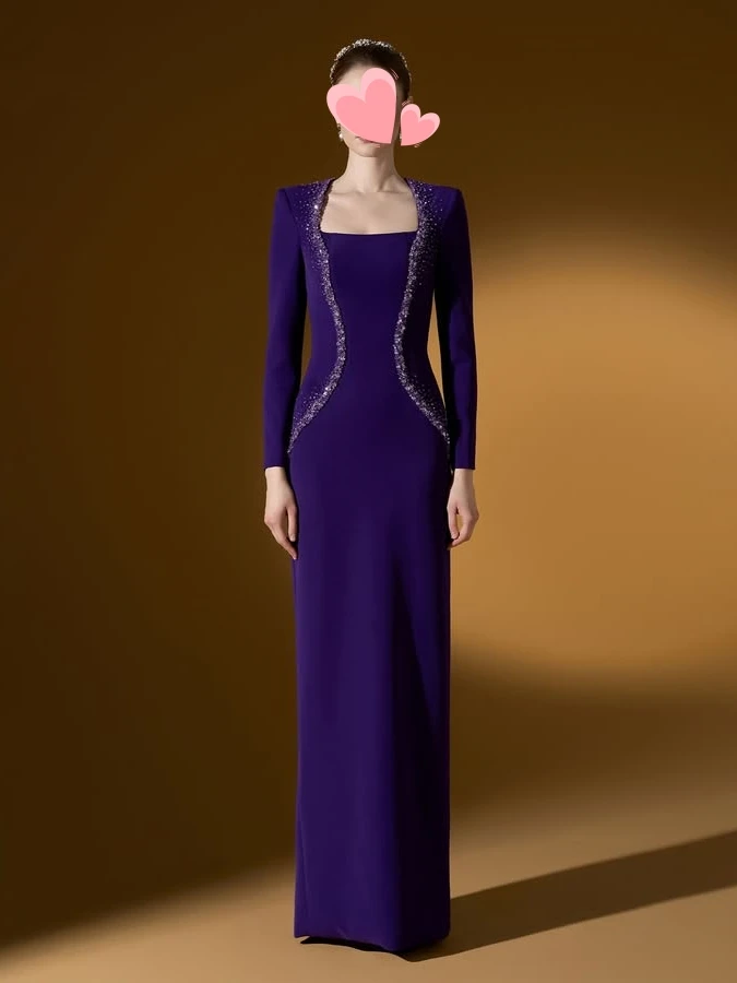 

Oisslec Dress Elegant Vintage Sweet Purple Crystal Beads New Stylish Customized Formal Occasion Prom Dress Evening Party Gowns