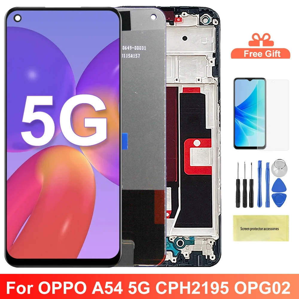 Screen Assembly for Oppo A54 5G CPH2195 OPG02 Lcd Display Digital Touch Screen with Frame for Oppo A54 5G Screen Replacement