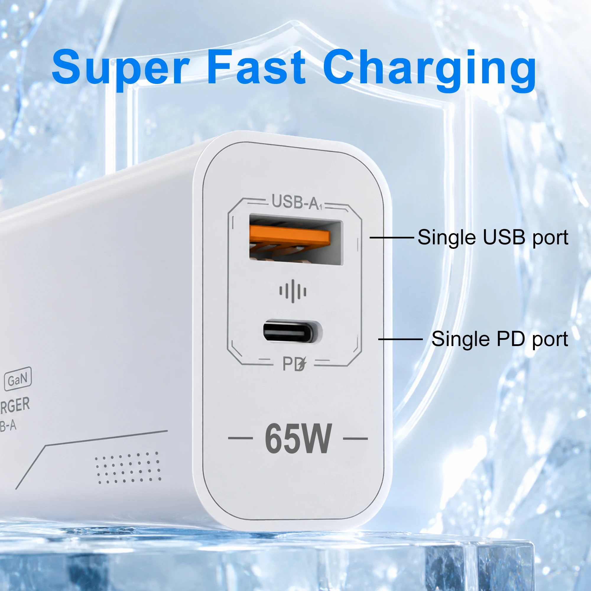 Universal 65w Usb C Charger 2-port Fast Charging Wall Adapter Eu/us Plug For Iphone Samsung Xiaomi Laptop Phone