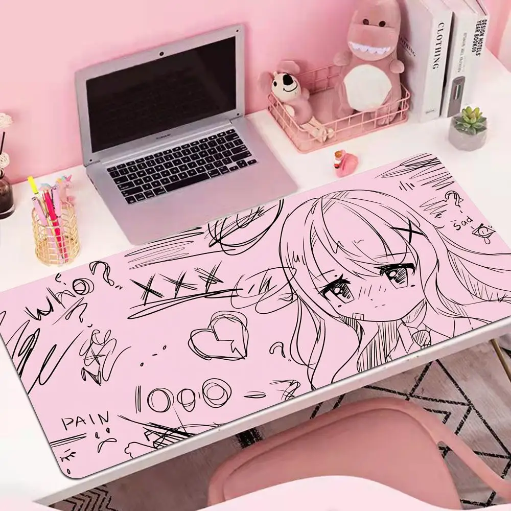 

HYBXAXC Art Mausepad Kawaii Black MousePad Japan Anime Girl MouseMat Gaming Mat Pad on The Table Accessories Keyboard Pad Carpet