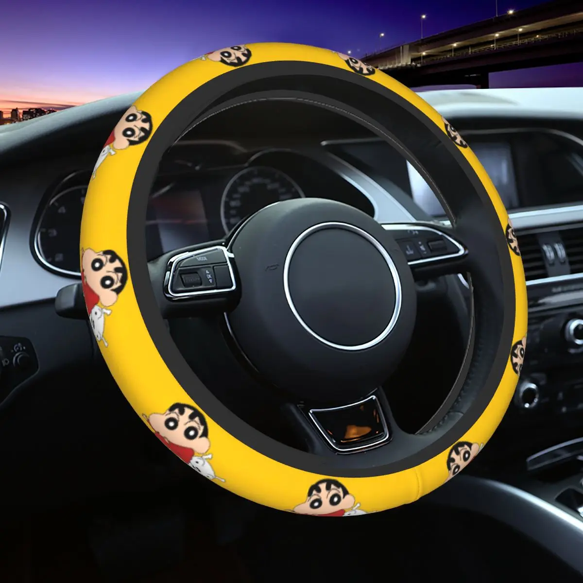 

Crayons Shin-chans Steering Wheel Cover Soft Cartoon Steering Wheel Protector Universal Fit 14.5-15 Inch Car Accessories