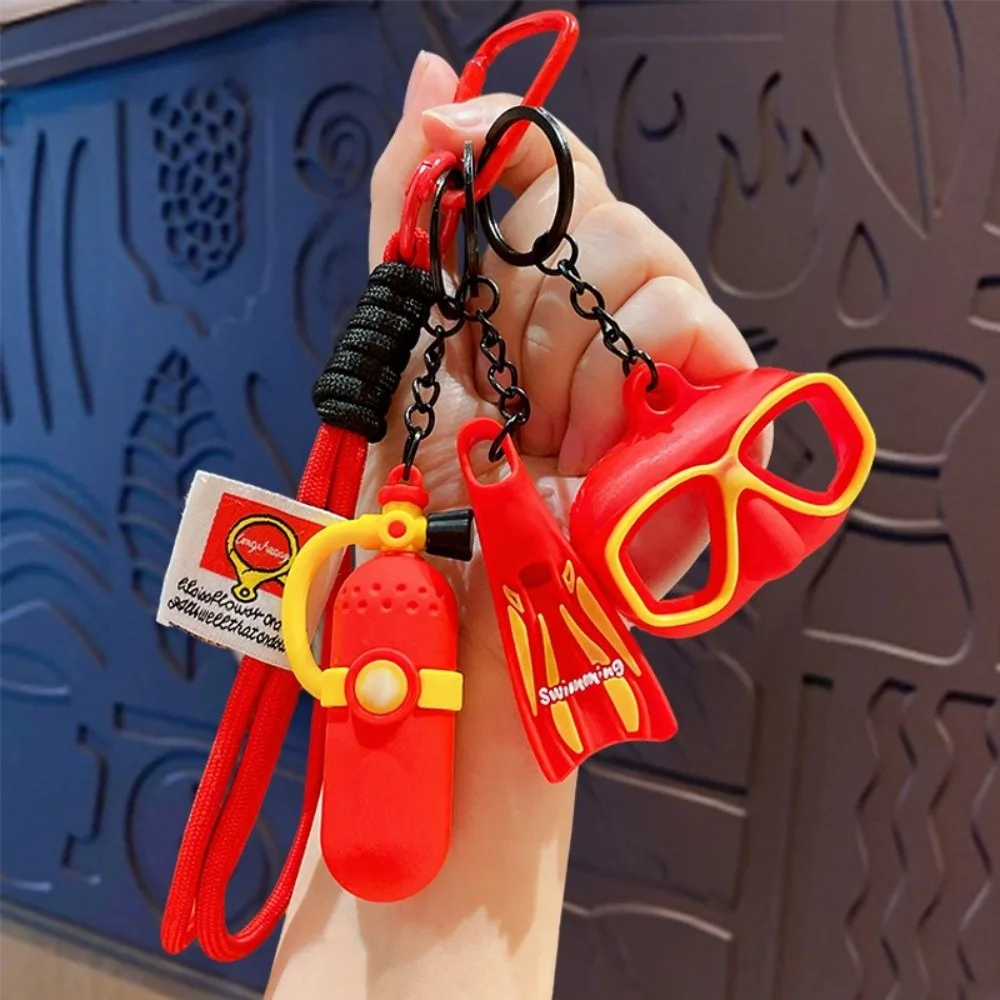 Funny Diving Series Keychain Colorful Creative Diving Mask Bag Pendant Backpack Decor Hanging Oxygen Cylinder Keyring