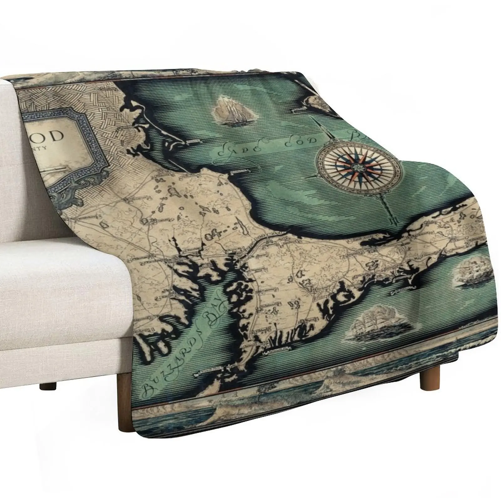 1931 Vintage Map. Cape Cod : Barnstable County Massachusetts Throw Blanket Cute Plaid warm for winter Thins Blankets