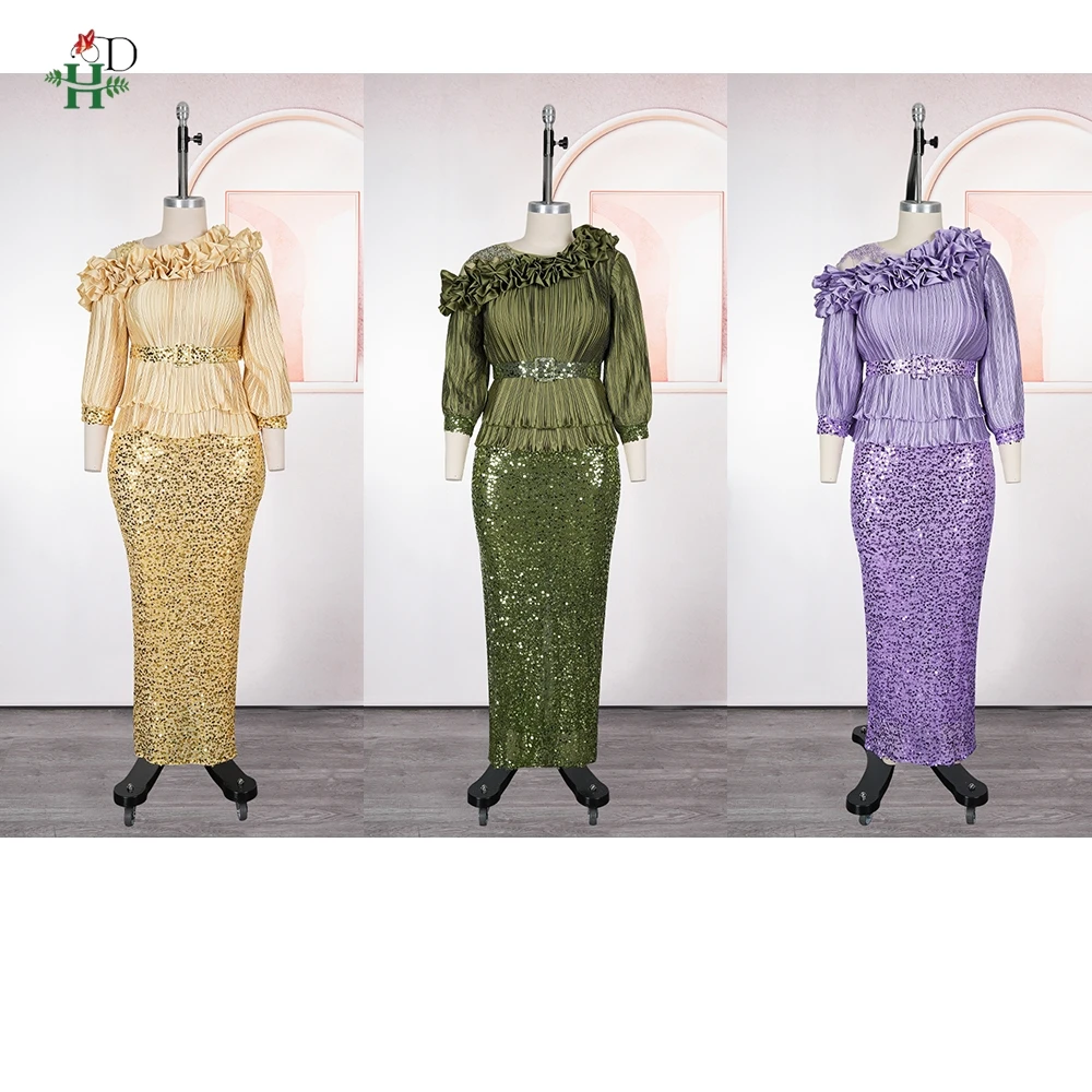 H & D 2026 vestidos de fiesta africanos de moda para mujer Dubai vestido de noche de boda con lentejuelas de talla grande elegante vestido Maxi de Navidad turco