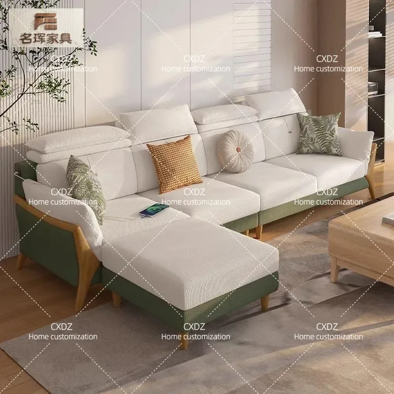 Modern Fabric Sofa for Living Room 2026 Simple Log Style Medium Antique Cotton Linen Removable Cover Small Apartment