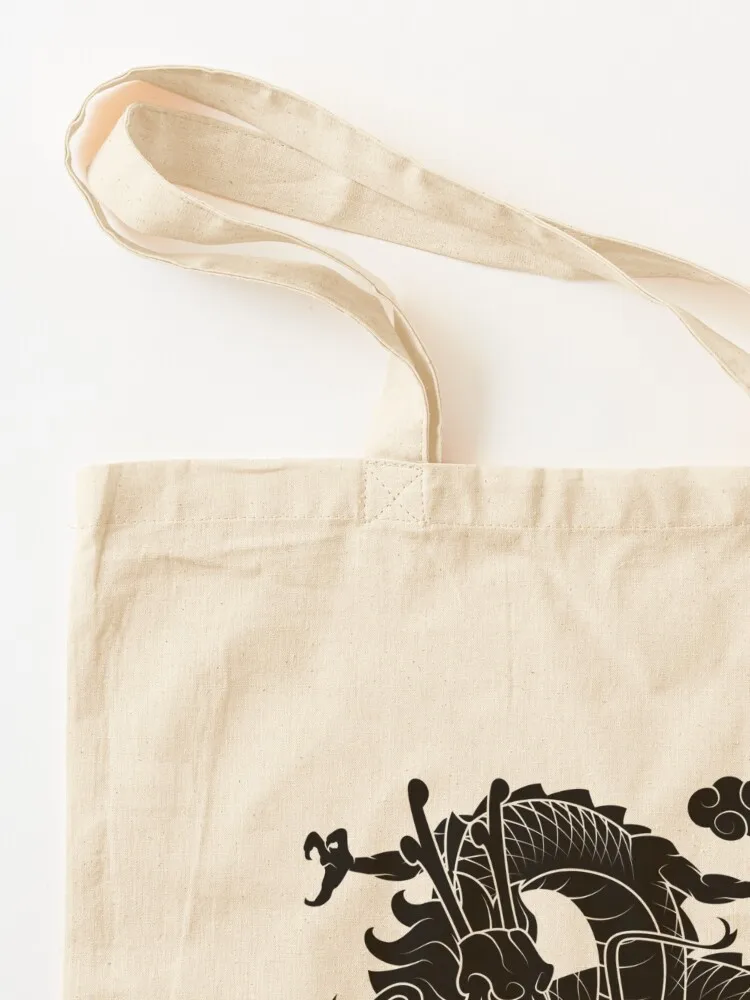 حقيبة يد تنين سوداء للمتسوقين، حقيبة يد، حقيبة قماش للرجال