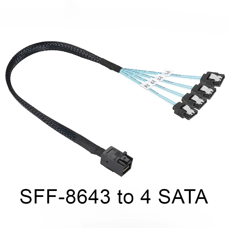 

Internal Mini SAS HD 36Pin SFF-8643 Host To 4 SATA 7Pin Target Hard Drives 12Gbps Data Cable For Server PCIE Raid Controller