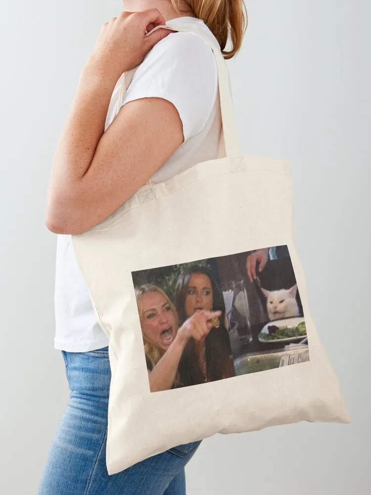 

Woman Yelling At Cat Meme Tote Bag university shopper bag handbag Eco bag hand