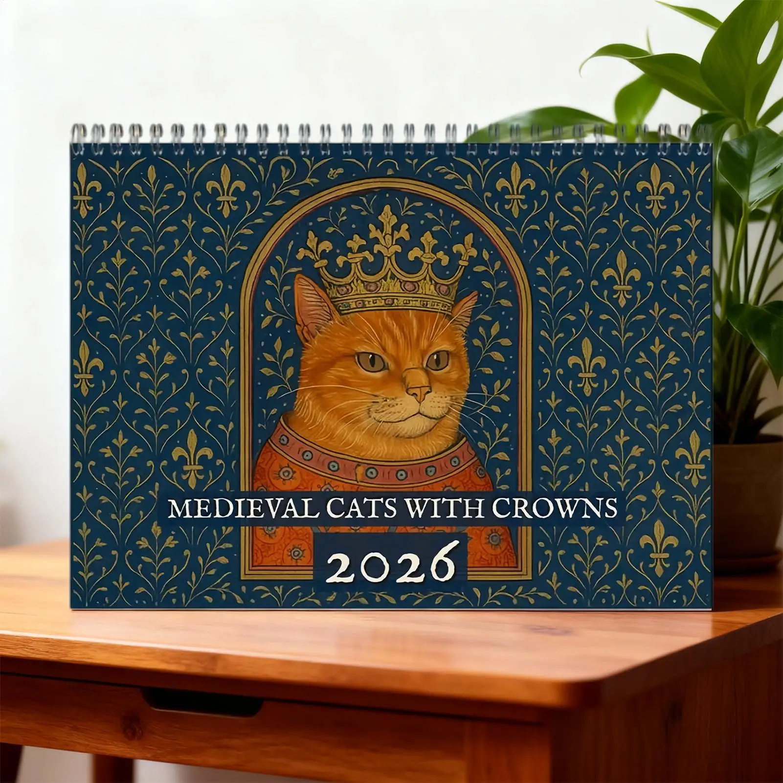 Calendario da parete 2026 Calendario gatto medievale in stile rinascimentale Calendario da 12 mesi regalo per gli amanti dei gatti