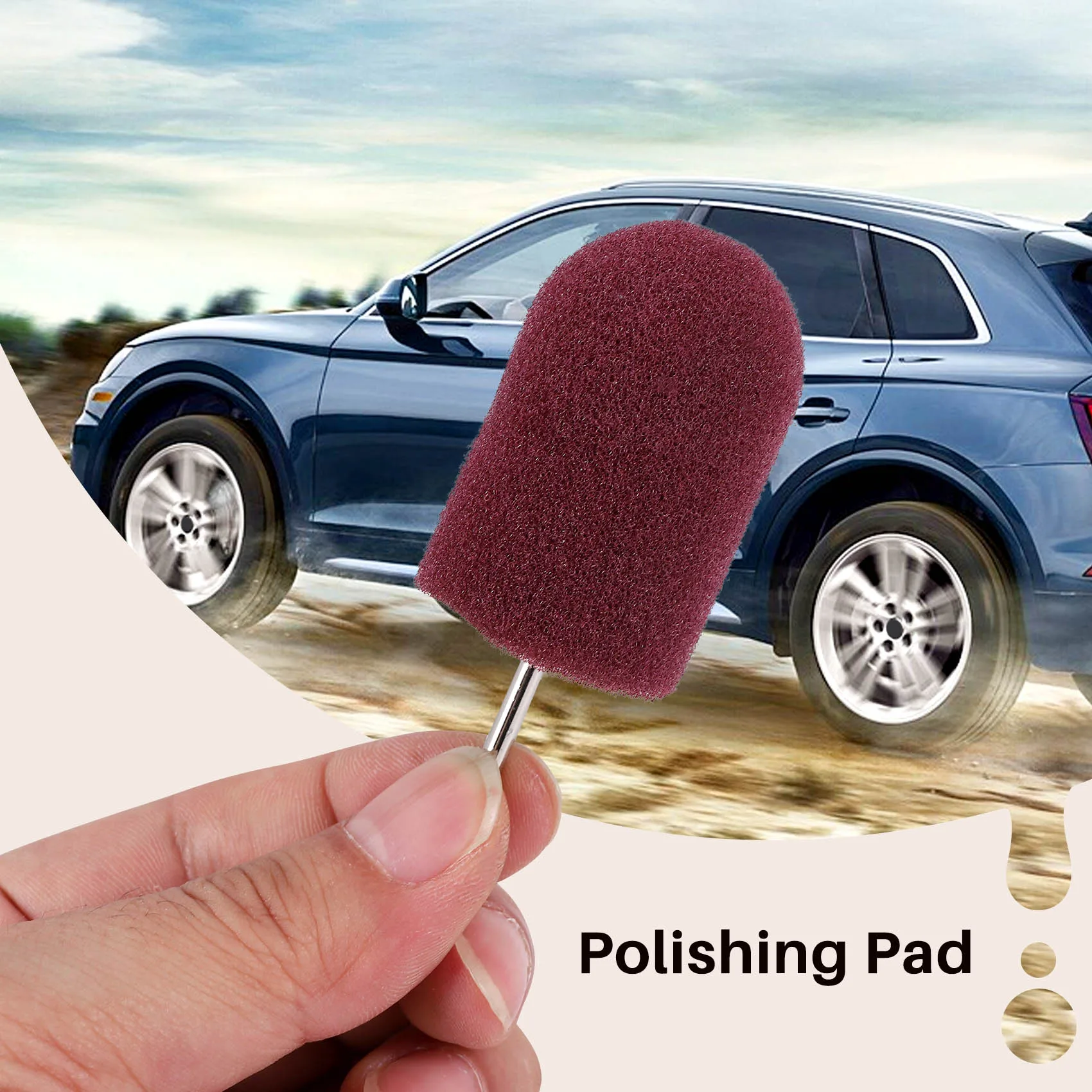 Buffing ล้อขัดรถ Polish Buffing Shank ขัดฟองน้ํากรวยโลหะโฟม Pad บํารุงรักษารถยนต์เครื่องมือทําความสะอาดรถยนต์