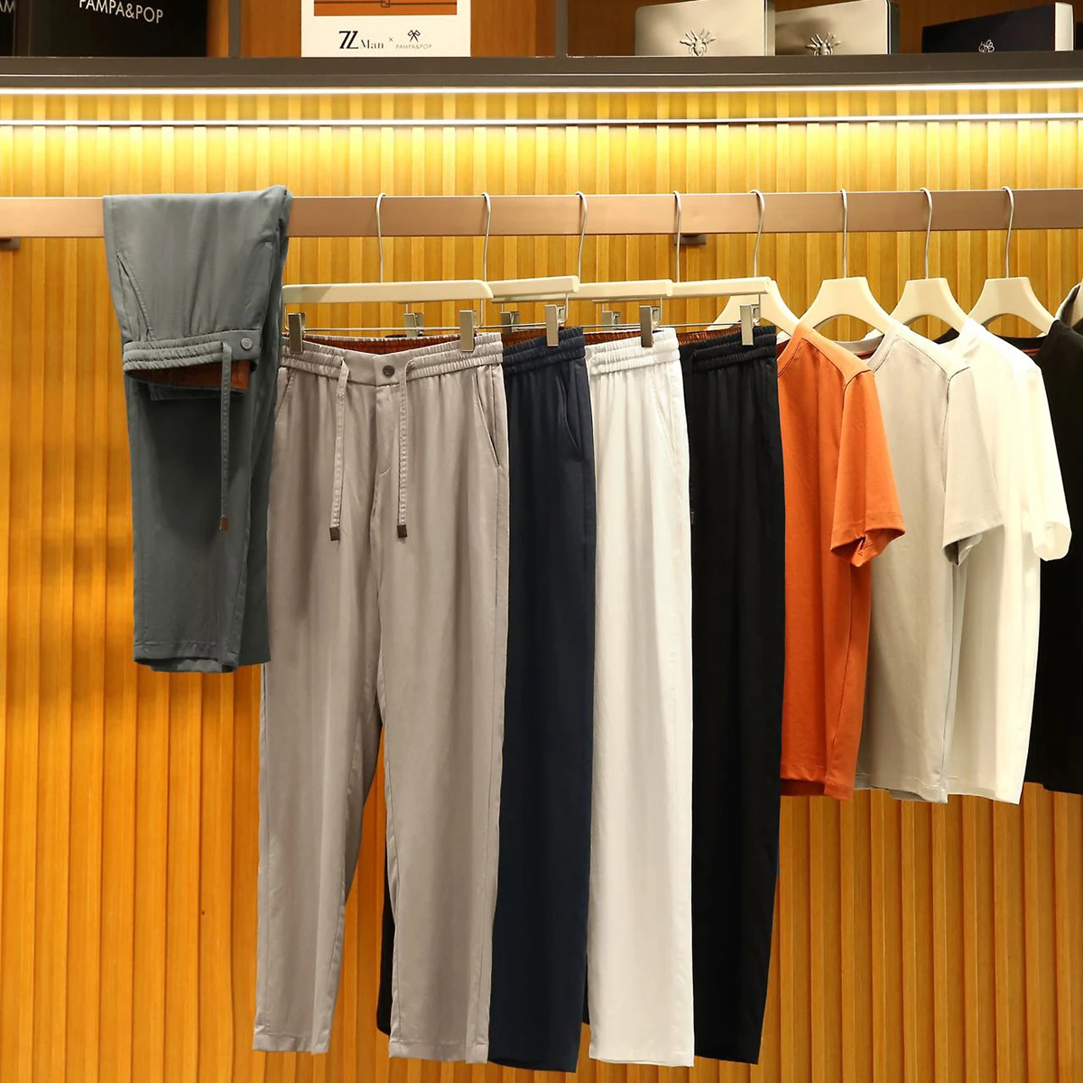 

Imported Fabric Men's Casual Pants Loose Waist Trousers Straight Leg Long Pants Summer Spring Faion Urban Sle Color