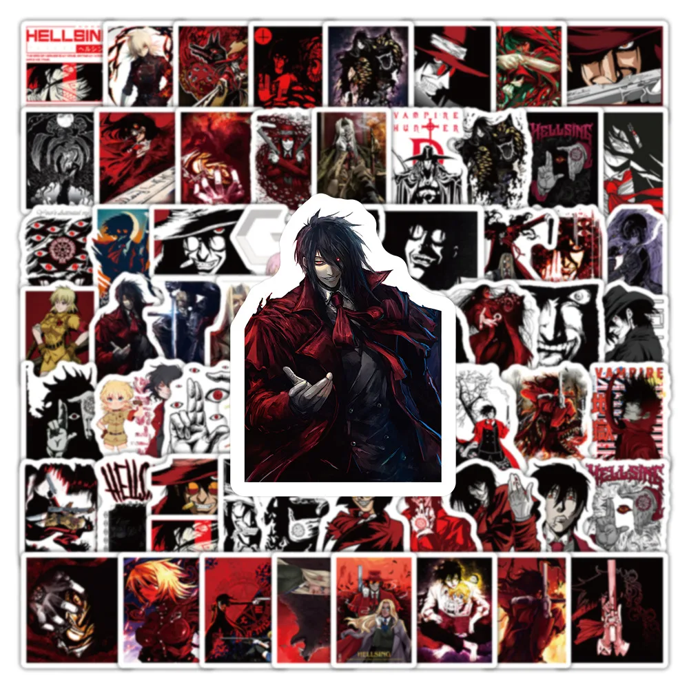 hellsing anime dark vampire graffiti adesivos para criancas laptop bagagem motocicleta telefone viagens decalque dos desenhos animados brinquedo classico 10 pcs 103 pcs 01