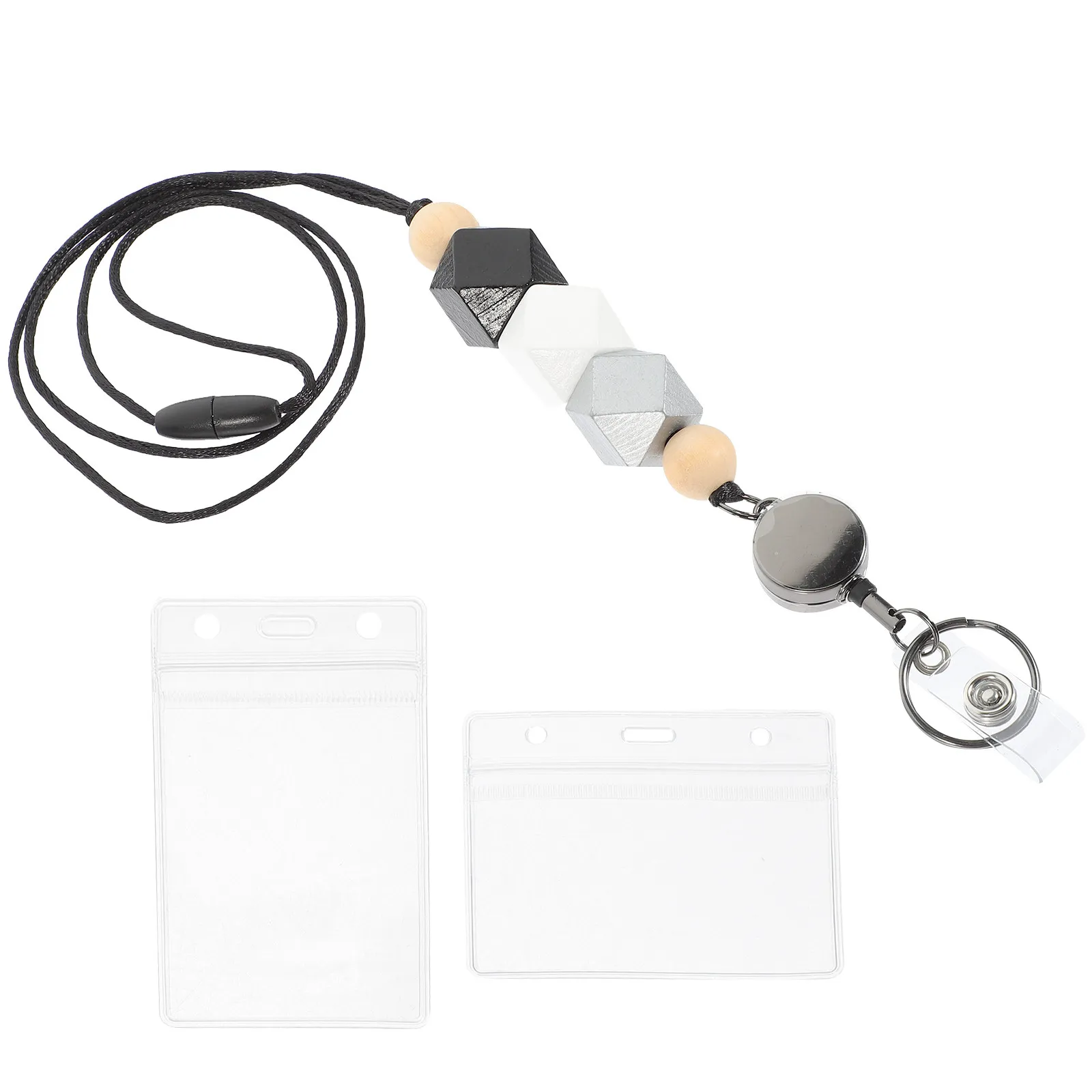 1Set Wear-Resistant Transparent Card Holder with Neck Lanyard for Id Badge Name Tag Employee Security Protection Gift