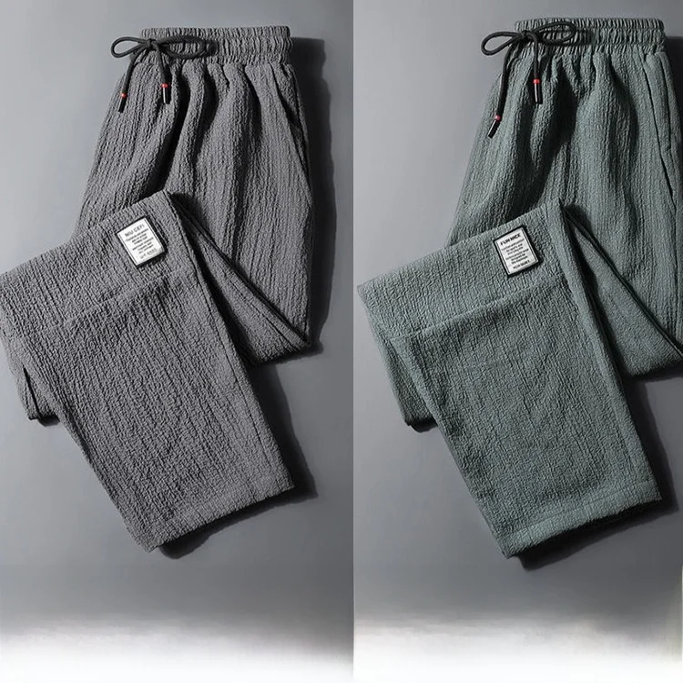 بنطلون عمل كاجوال رفيع للغاية من الكتان يسمح بمرور الهواء، بنطلون عمل كاجوال للرجال من الحرير الجليدي صيفي خفيف الوزن ومريح و...