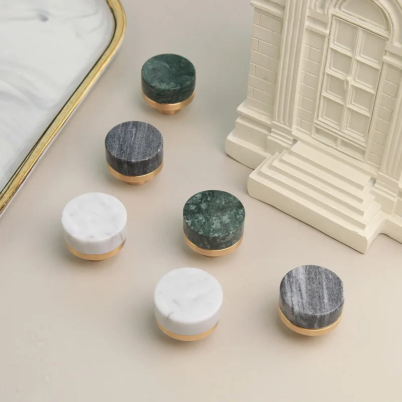 Brass Marble Knob Furniture Knob Cabinet Cupboard Dresser Knob White Green Grey Marble Knob