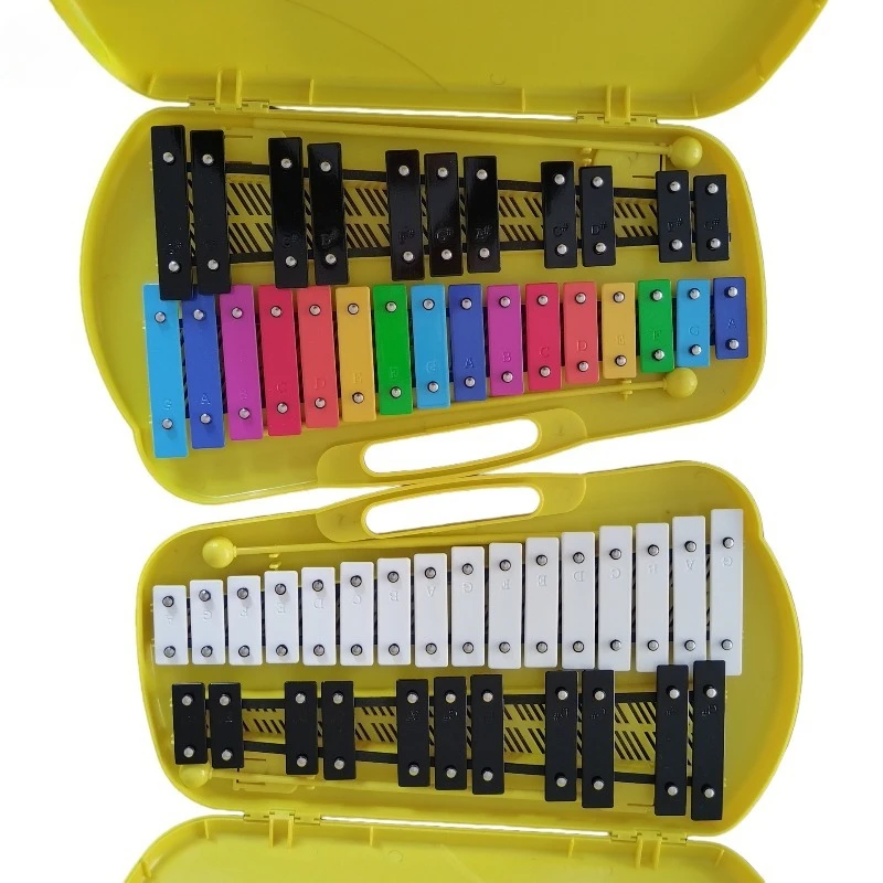 Metal Xylophone 27 Notes Children Celesta Professional Colorful Vibraphone Meditation School Xylophone with Box Orff Instruments