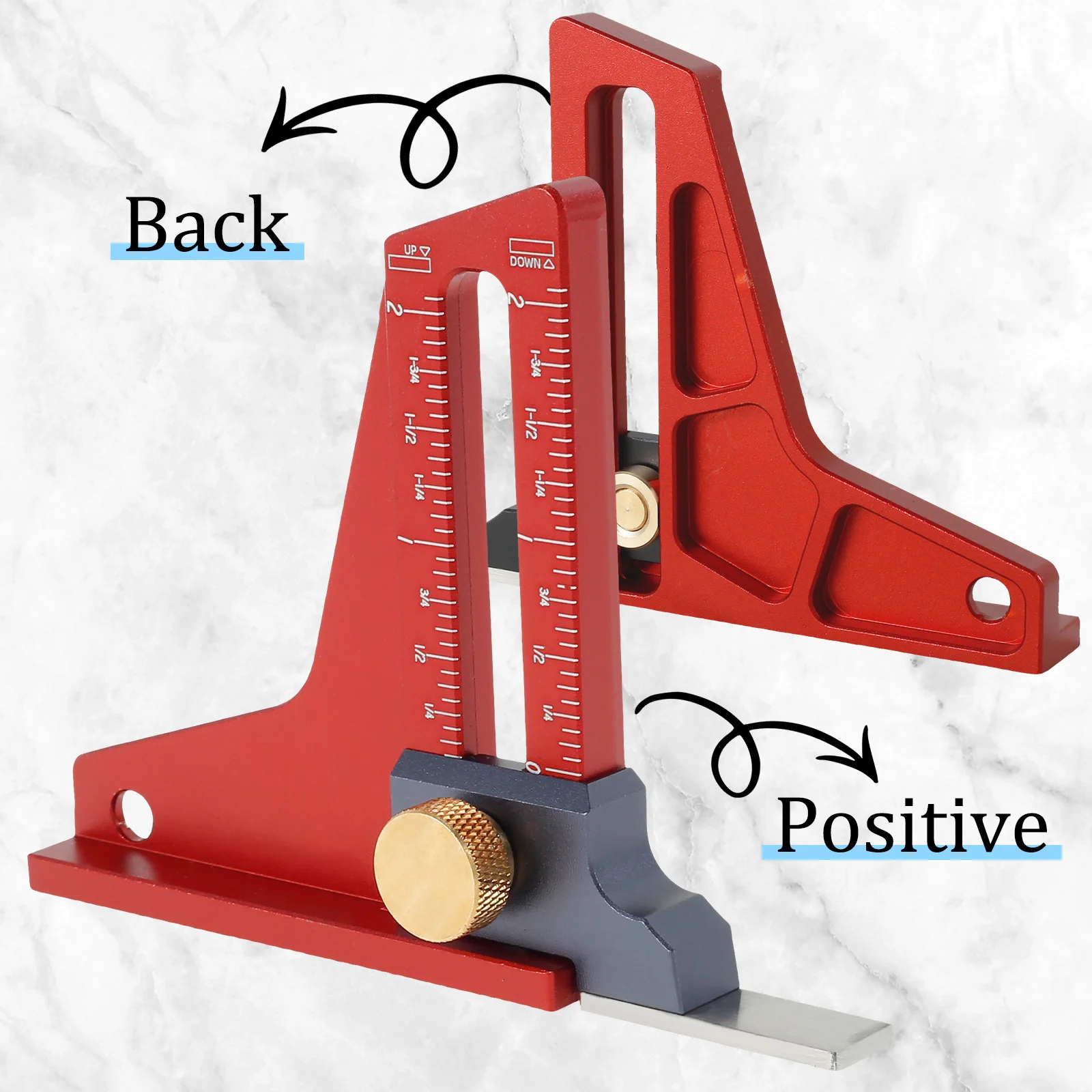 Woodworking Height Gauge Precision CNC-Machined Depth Measuring Tool with Dual Scale for Table Saw/Router/Drill Press 0-2inch