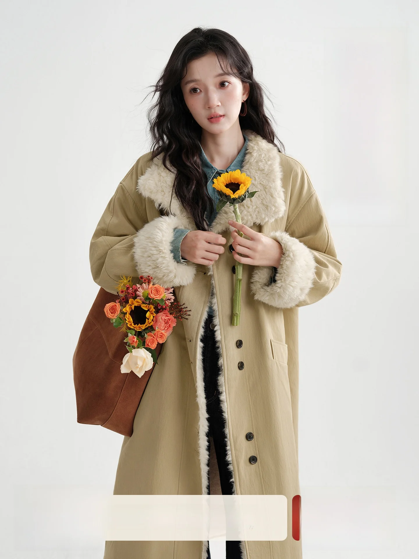 

Утепленное длинное пальто из овчины для женщин: модная зимняя верхняя одежда, куртка с подкладкой из искусственного меха, большие размеры