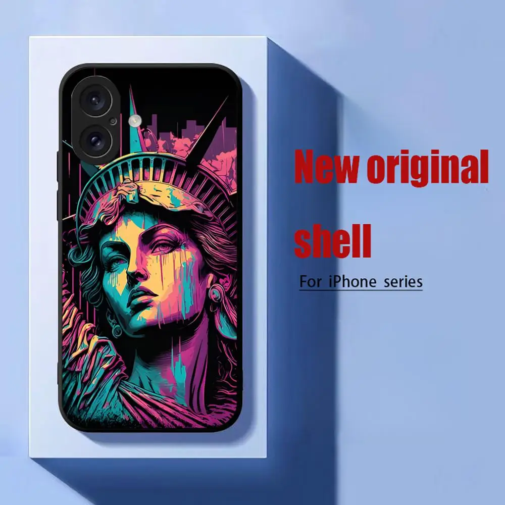 Statue of Liberty picture Phone Case For iPhone 16 15 14 13 12 11 X XR XS 8 Plus Mini Pro Max Soft black Shockproof Cover