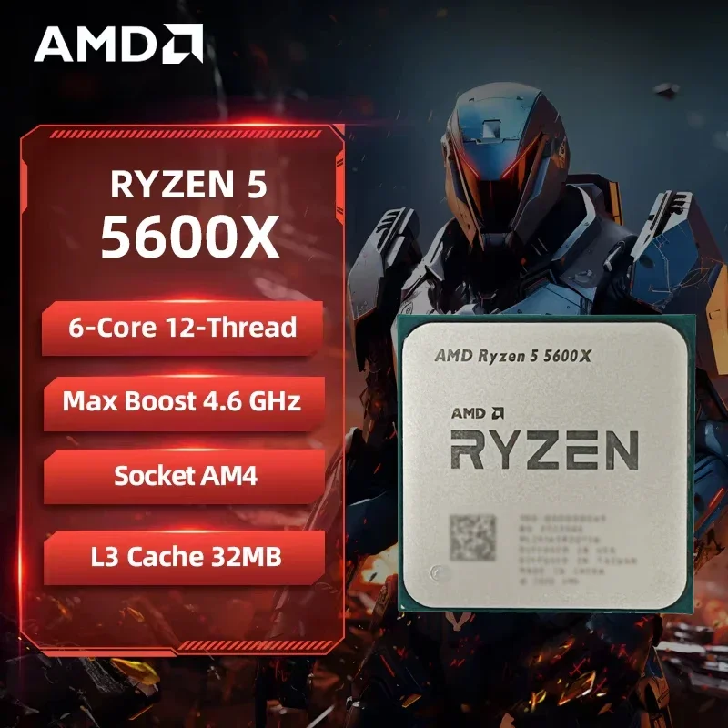 AMD Ryzen 5 5600X CPU 6-Core 12-Thread 4.6GHz Unlocked Desktop Processor Socket AM4 Gaming CPU Without Package