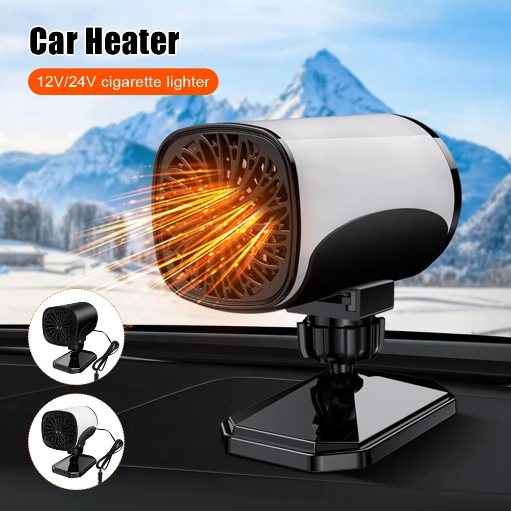 

12V 24V Car Heater 150W 2 In 1 Portable Car Fan Heating And Cooling 360 Degree Rotating Defroster Defogger Winter Heating Fan