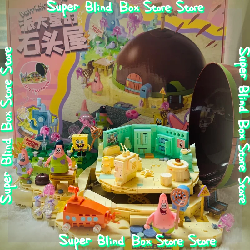 Areax Patrick Star Rock House Bob Esponja bloques de construcción Diy montaje caja ciega juguete educativo creativo regalo de Navidad para niños