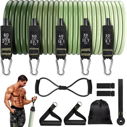 Resistance Bands Set Workout Bands Exercise Band 5 Tube Fitness with Door Anchor Handles Legs Ankle Straps Yoga Gym Equipment