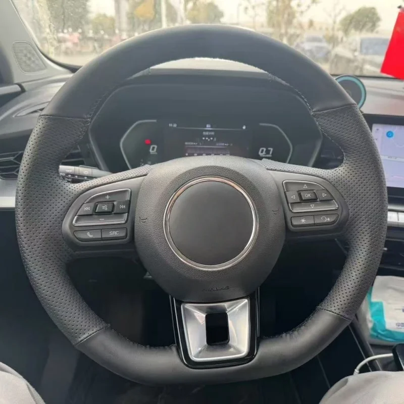 

Custom Hand-stitched Black Microfiber Leather Car Steering Wheel Cover For MG ZS HS GS 5 6 RX5 RX8 ZST ZS EV 2017 2018 2019-2023