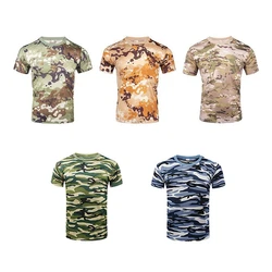 Camouflage T-shirt Comfortable Polyester Fiber Men Women Fishing Running Cycling Hunting Sportswear