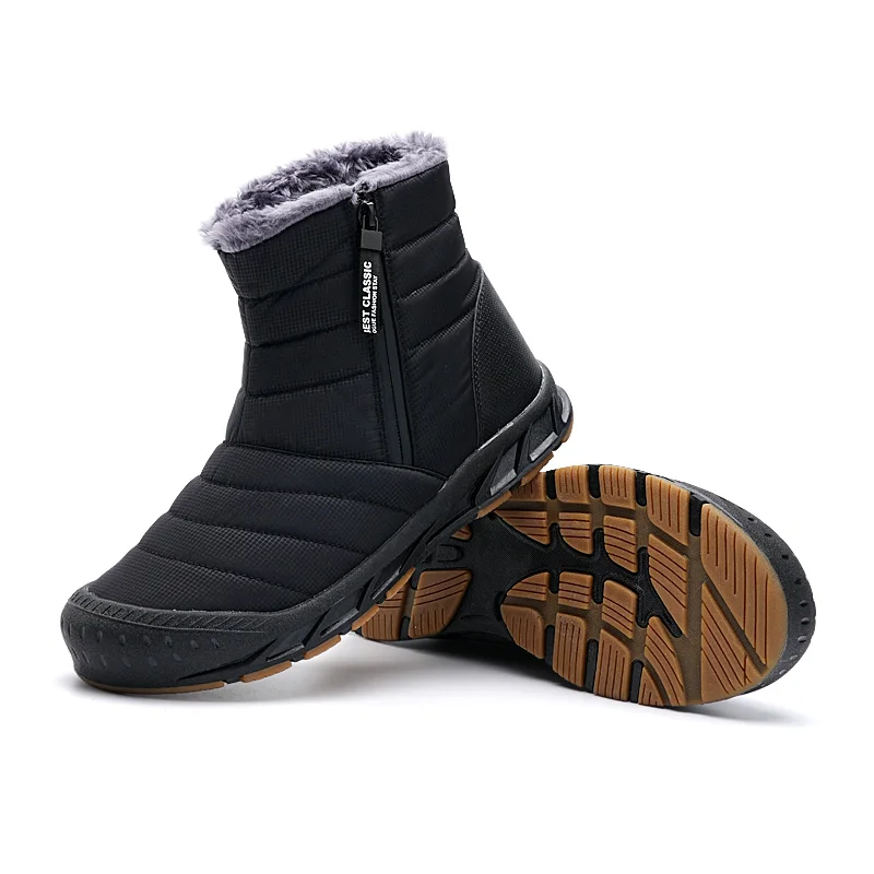 Botas de nieve impermeables para hombre, zapatos cálidos de algodón y piel, botines Unisex, zapatillas deportivas antideslizantes para exteriores, talla grande 46