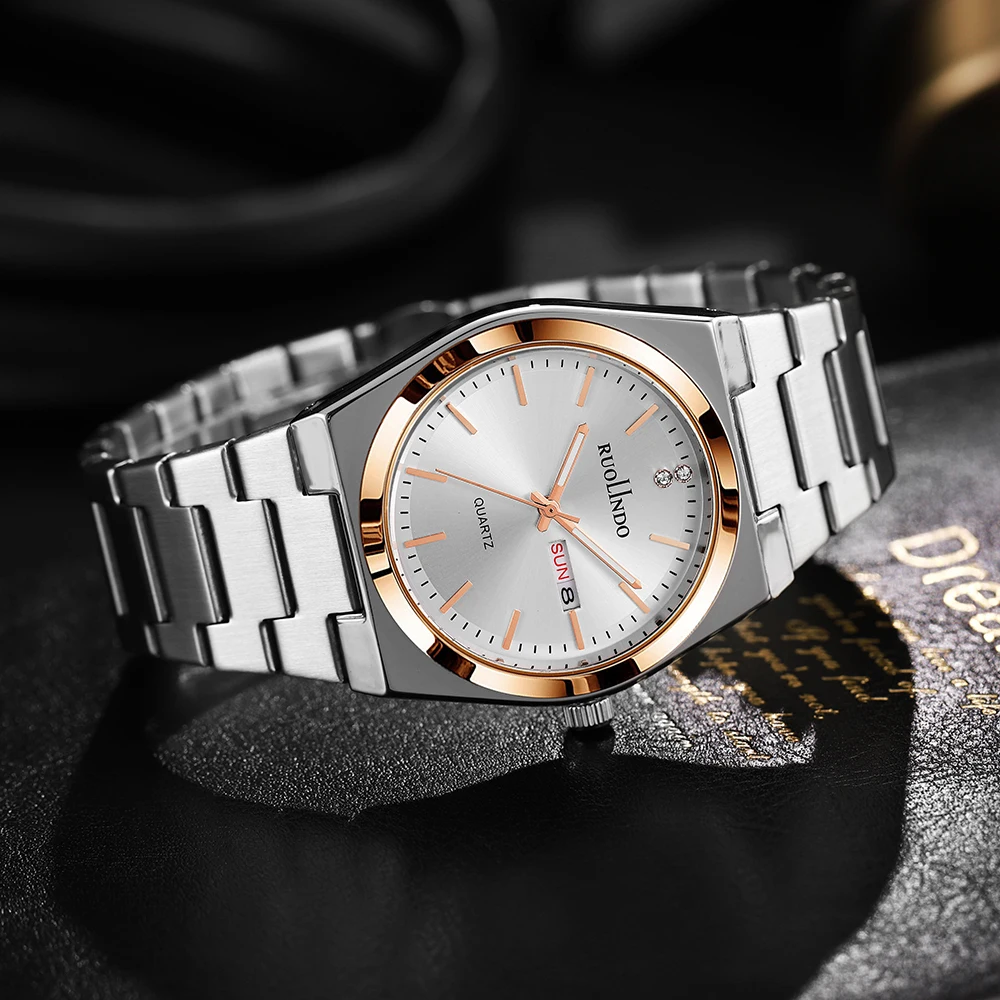 Relógio de luxo para homem elegante data semana à prova dwaterproof água luminosa relógio quartzo aço inoxidável esportes relógios masculinos reloj 2025 novo