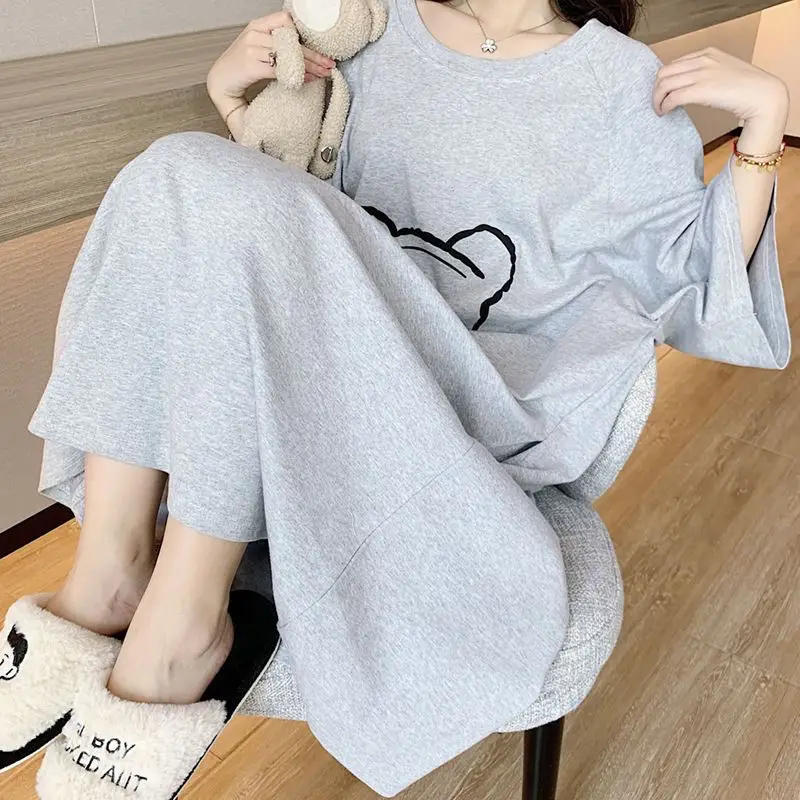 المرأة حجم كبير ثوب النوم الملابس الداخلية فستان النوم فضفاض كم طويل فستان سهرة لطيف الكرتون فستان المنزل مثير ملابس خاصة فستان طويل المنزل