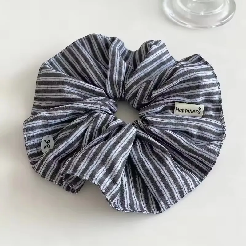 Korean Style Small Fresh Blue Striped Large Intestine Headband Niche Lazy Style Low Ponytail Headband Women's Hair Accessory view 6