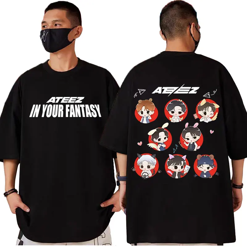 

ATEEZ 2025 World Tour in Your Fantasy Cartoon T-shirts Men Women Clothing Harajuku Kpop T-shirt Fashion Casual Oversized T Shirt