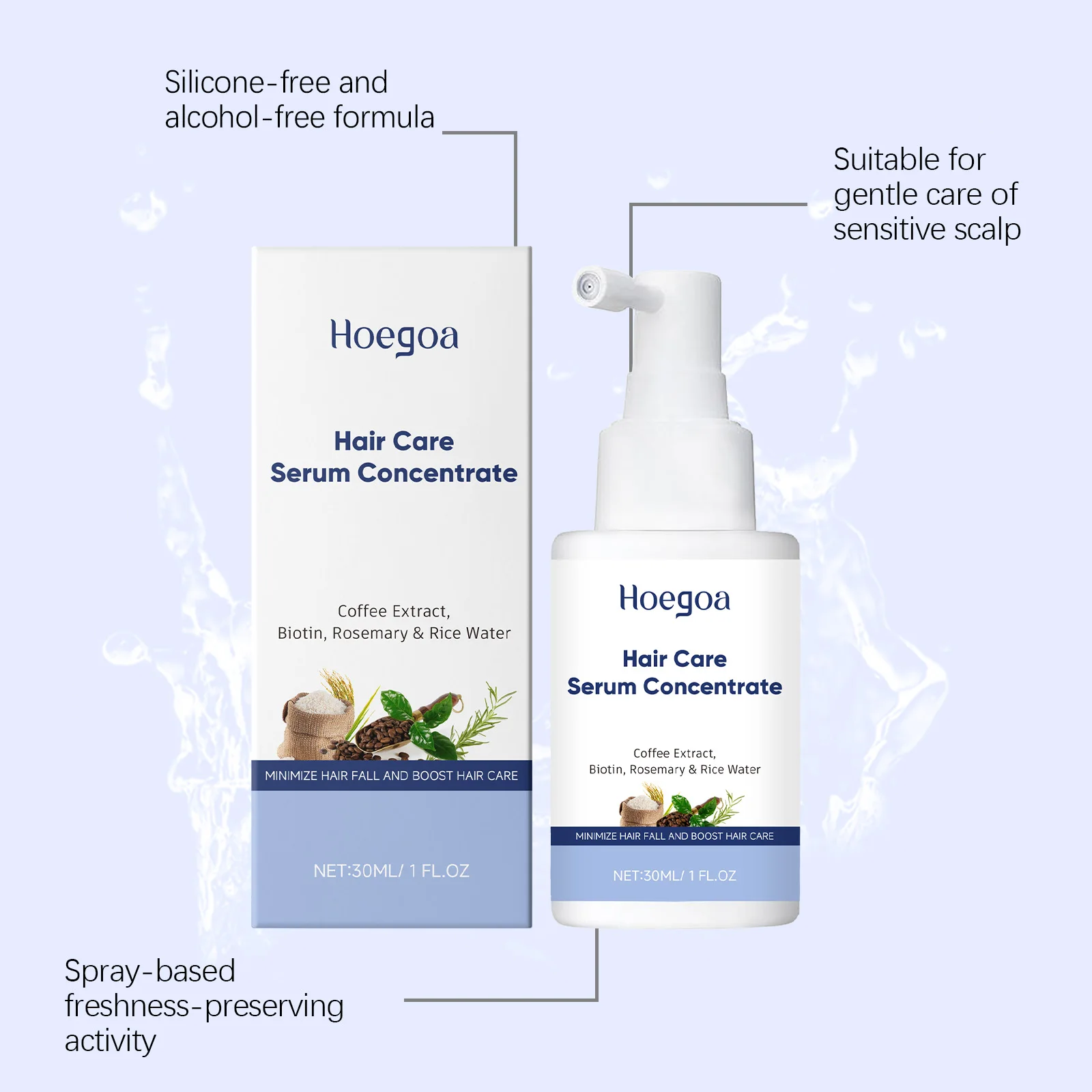 Hair Care Serum Caffeine Biotin Rice Water Deep Conditioning Nourish Strengthen Roots Improve Hair Quality Daily Hair Care