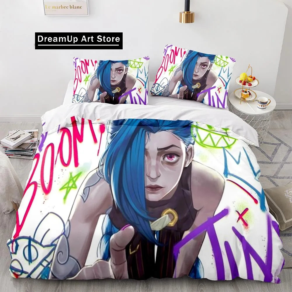 Arcane Anime Game Jinx Bedding Set Cute Quilt Cover Bed Cover With Pillowcase Twin Single Queen King Size Boys Adult