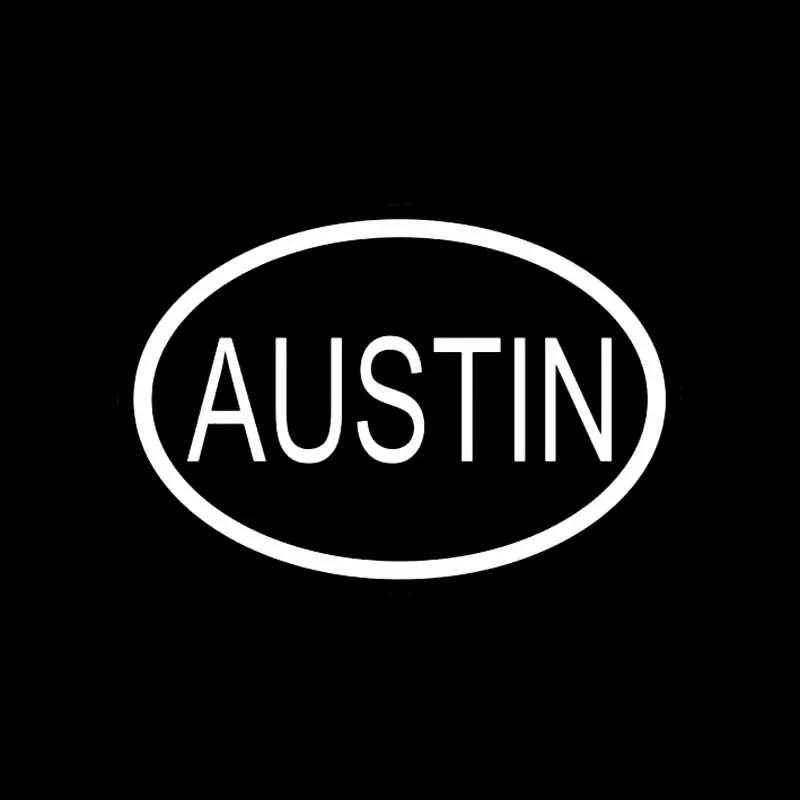 JP personalized creative Car Decal suitable for Austin city country code oval waterproof STICKER BLACK / silver, 14cm * 9cm