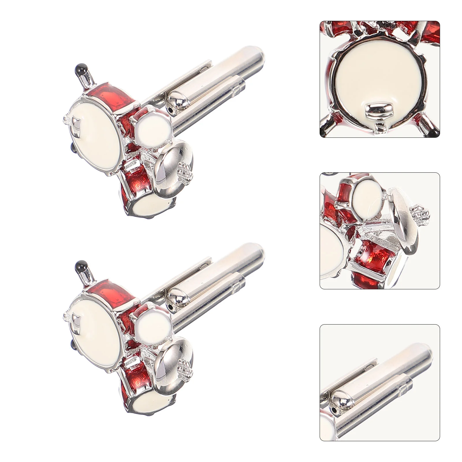 2 Pcs Chain Drum Cufflinks Clothes Pins Business Button Covers for Mens Shirts Miss