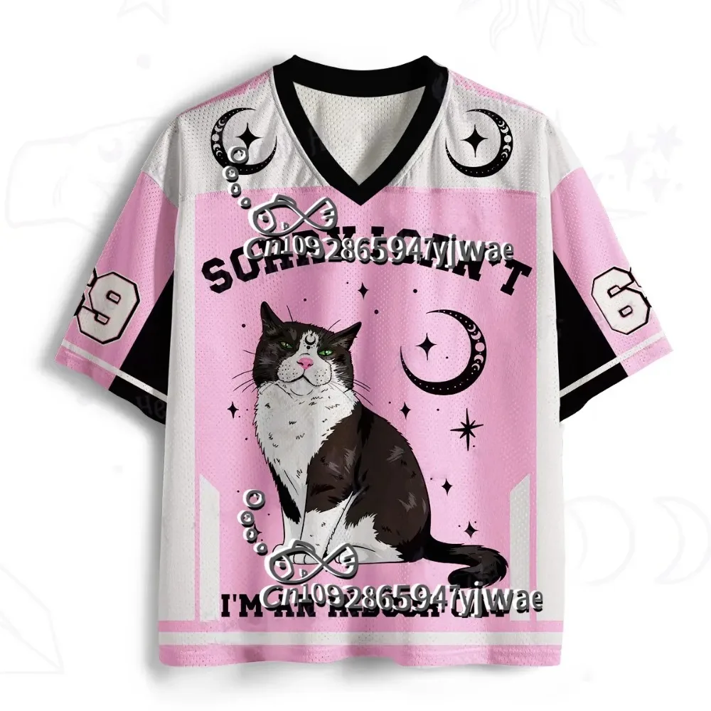 Punk-Stil Lustige Katzen 3D-Druck Sport Schnelltrocknend Atmungsaktiv Herren V-Ausschnitt Übergrößen T-Shirt Outdoor Street Casual Y2K Eltern-Kind-Kleidung – Detail 10